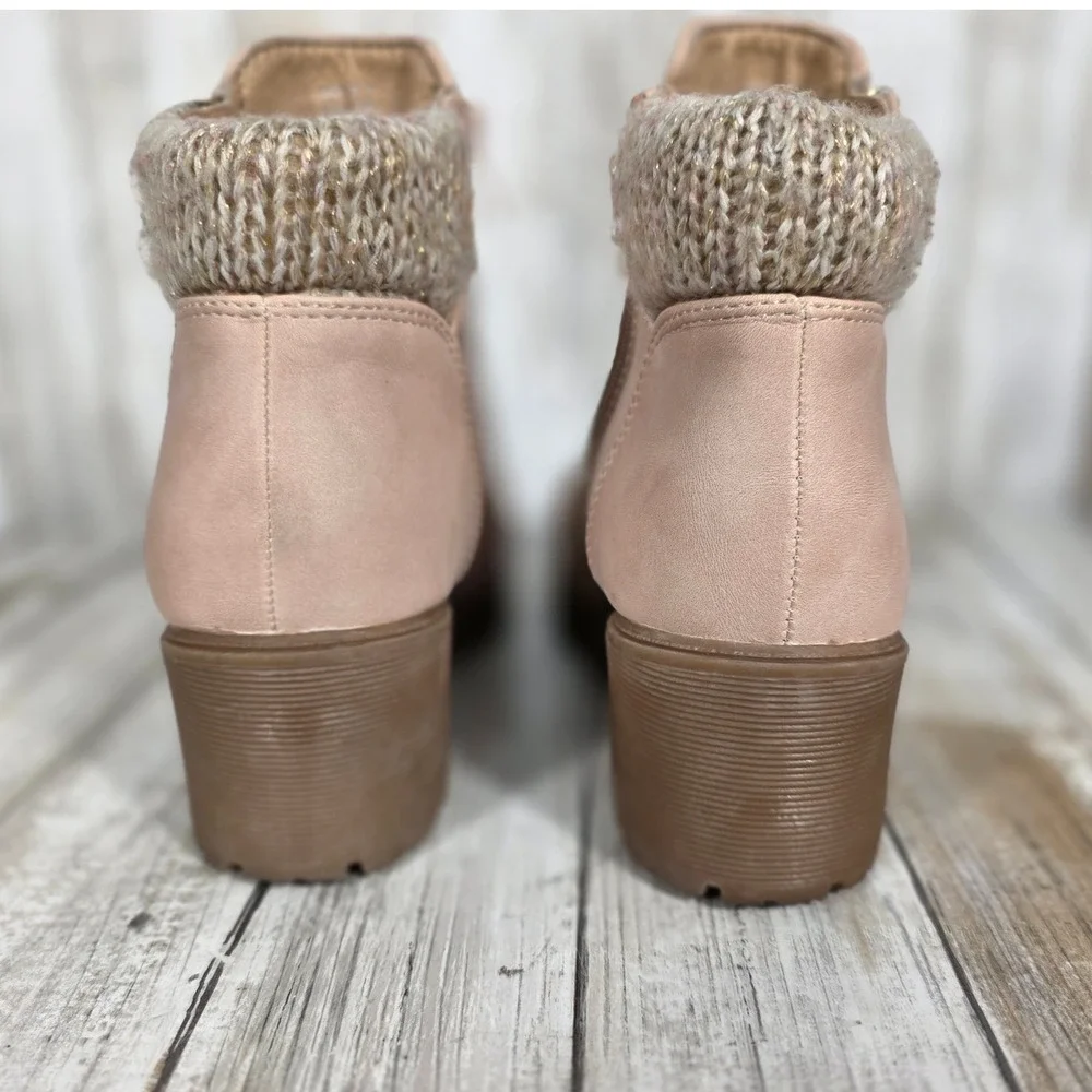 DV Dolce Vita Nautra Girls Blush Pink Faux Leather Sweater Collar Ankle Boots 3